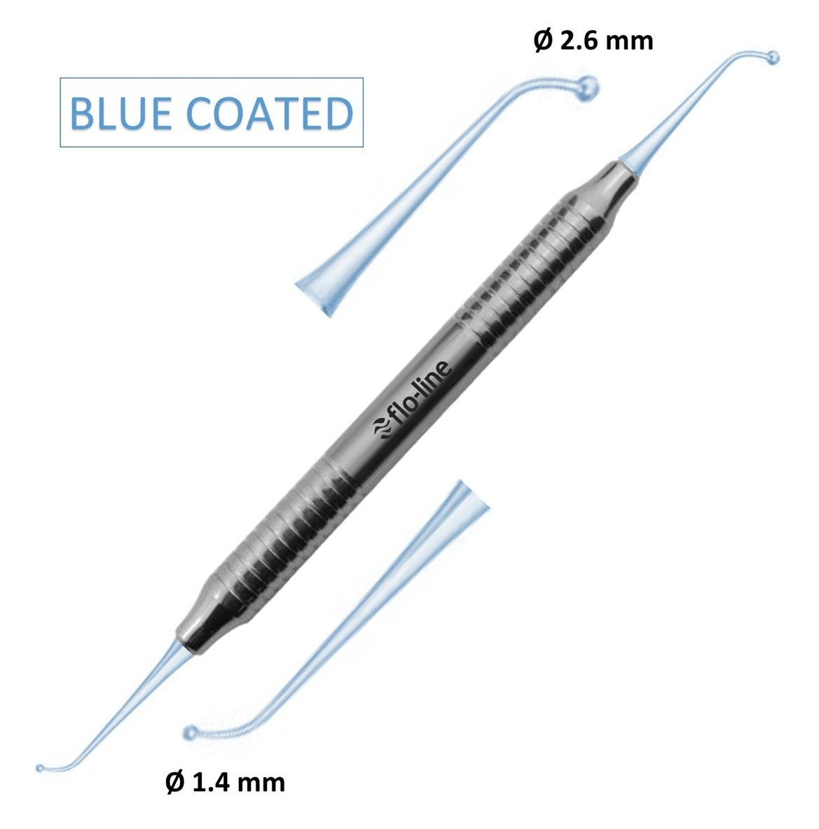 Flo Line WALLIS BURNISHER 1.4/2.6 MM, BLUE COATED, 8 MM HOLLW HANDLE